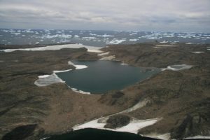 arial shot of a lake