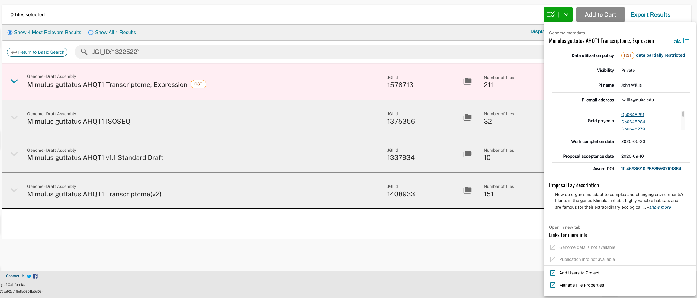 Example image of Data Portal interface