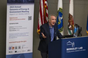 a person speaking at a podium