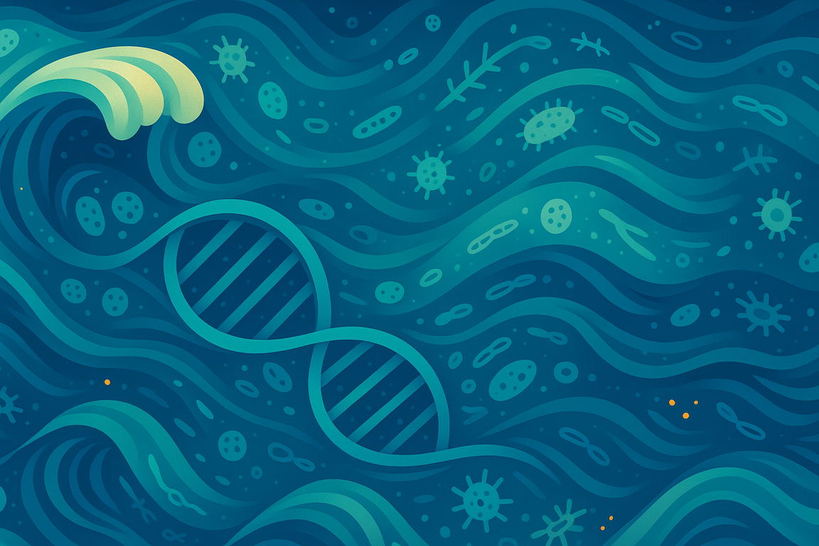 an ai generated image of dna strands with blue coloring