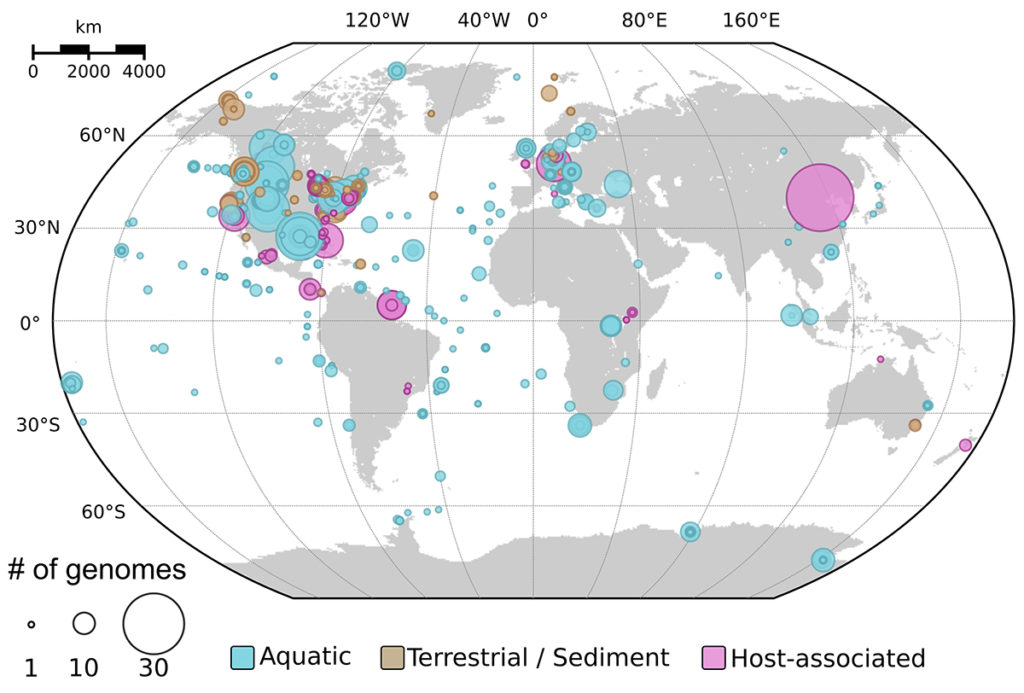 a map with circles of many colors