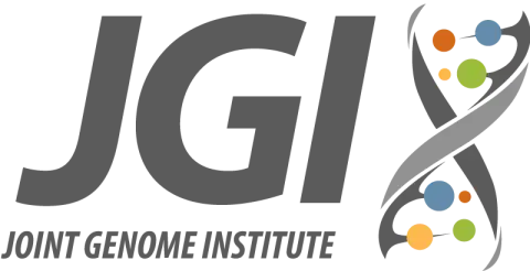 On the left is the acronym "JGI" with the name spelled out below in smaller font. Beside the text is the graphical helix logo of the JGI 