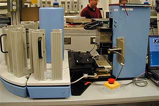The Robbins Twister robot transfers samples from RCA reaction plates.