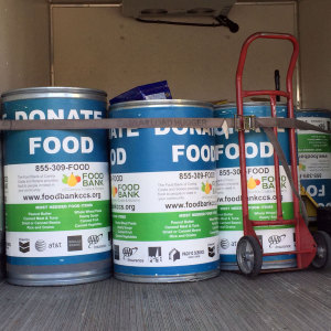 Costa Food Bank barrels picked up at the JGI on the last day of the 2014 Holiday Food Drive