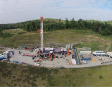 This is not one of the wells used in the study, but it shows what a site looks like during the drilling process. (Image courtesy of the MSEEL (Marcellus Shale Energy and Environment Laboratory www.mseel.org), where the Wrighton Lab is also conducting research.)