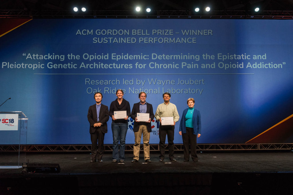 Members of the winning ORNL-led team, including Fagnan (second from left).