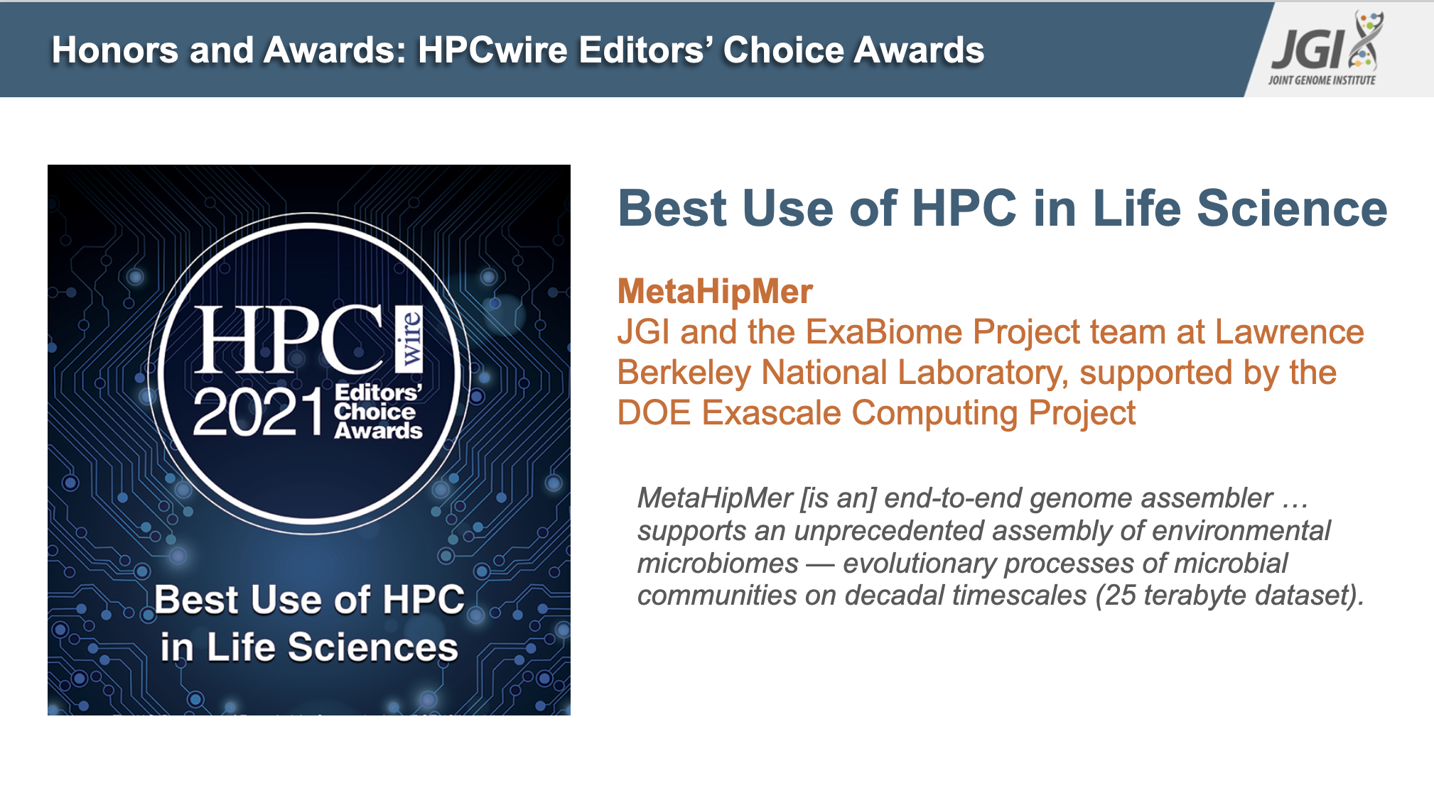 HPCwire Editors' Choice Awards: Best use of HPC in Life Science